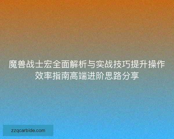 魔兽战士宏全面解析与实战技巧提升操作效率指南高端进阶思路分享